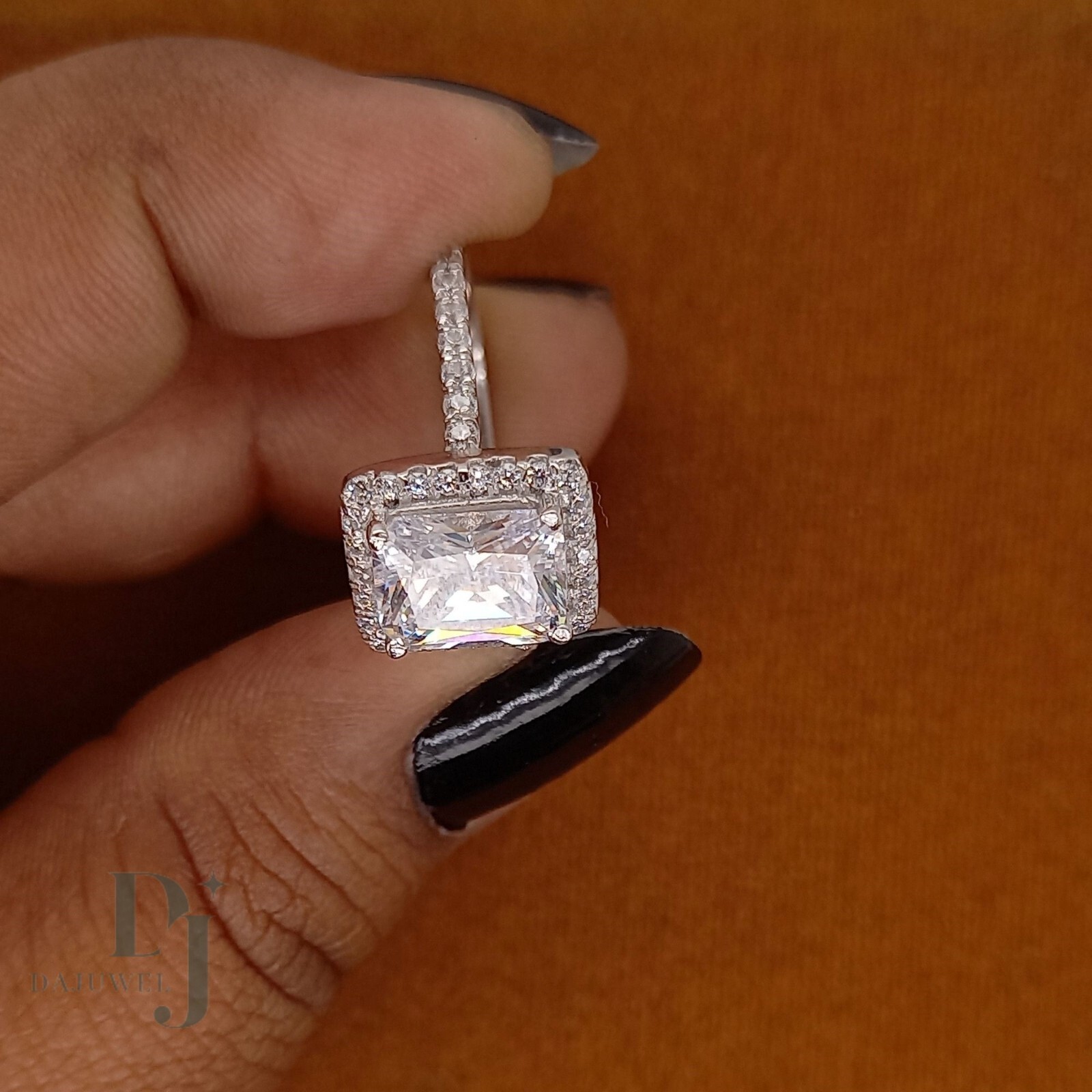3 Carat Radiant Cut Moissanite Halo Wedding Engagement Ring Solid 14K White Gold