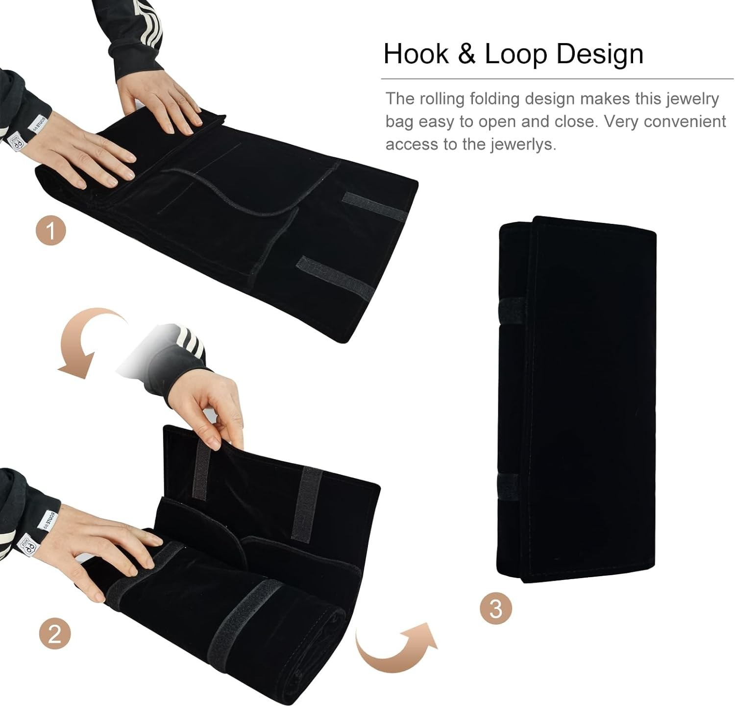 Velvet Travel Jewelry Case Roll Bag Organizer for Necklace Bracelet Earrings …
