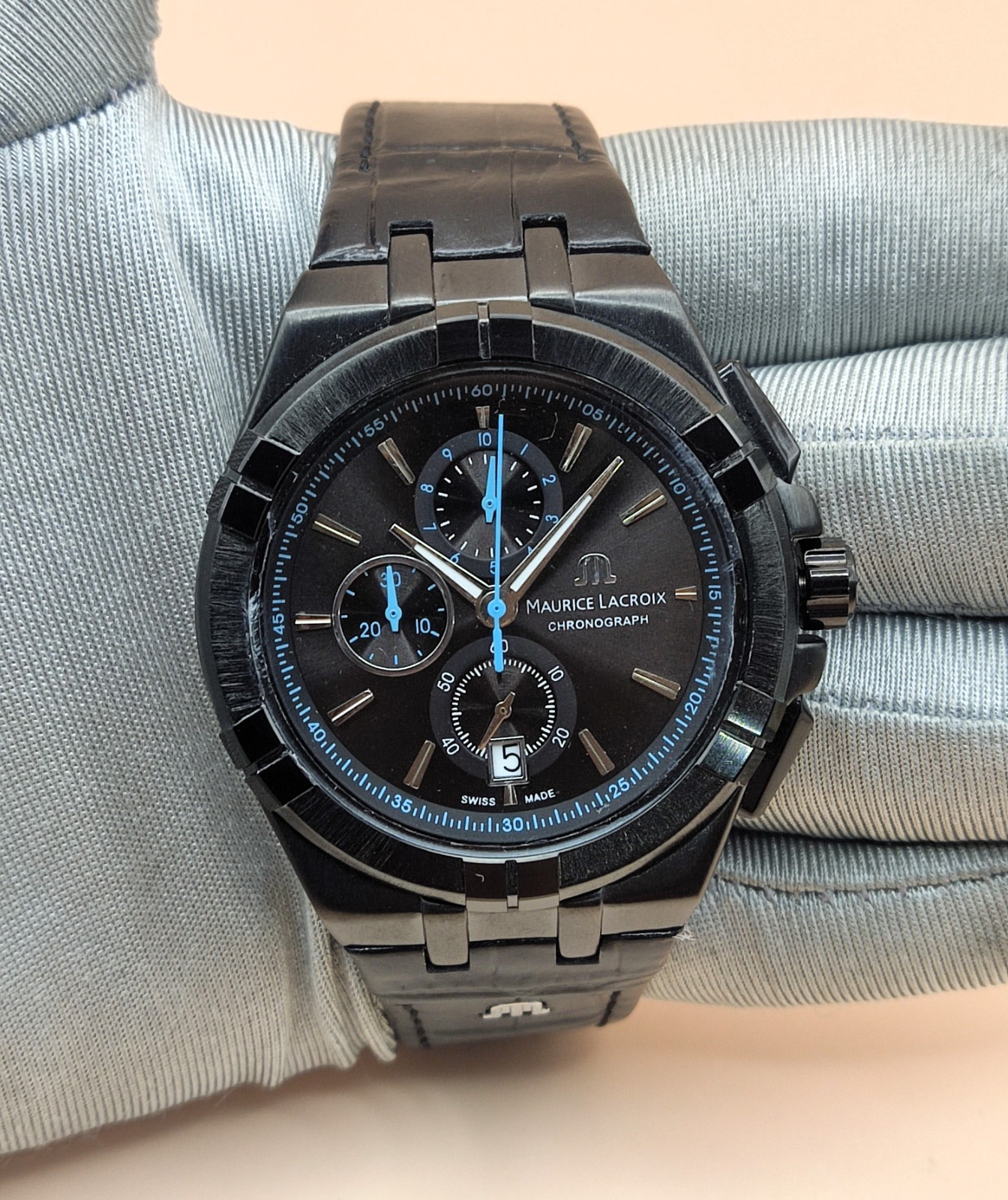 Premium Maurice Lacroix Date Indicator Black Dial Refurbished Men’s Wrist Watch