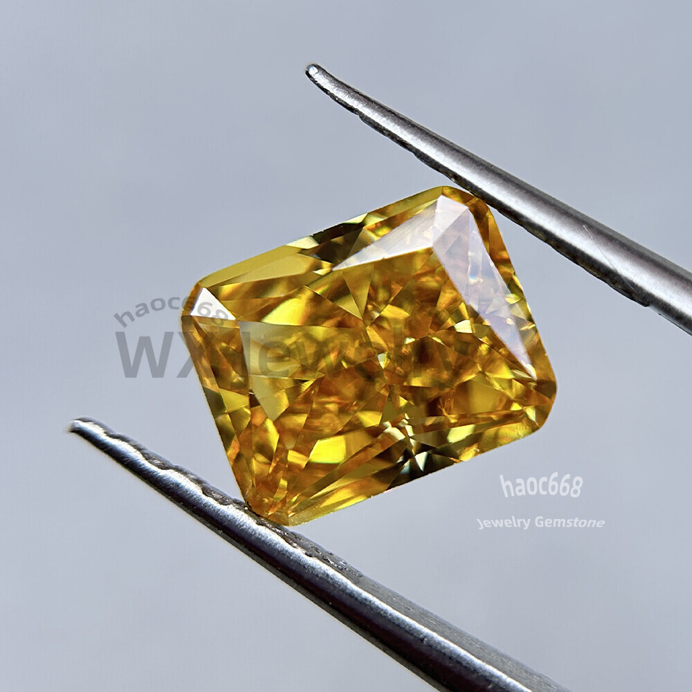 1PC Octangle Ice Cut Golden Yellow Loose Cubic Zirconia stone for making jewelry