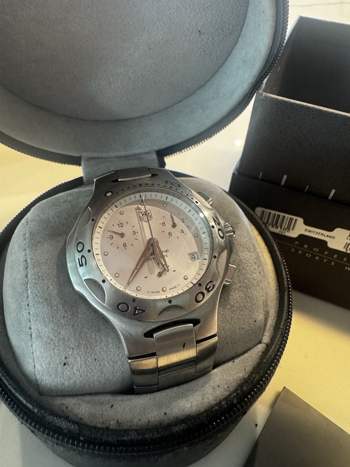 TAG Heuer Kirium Quartz Chronograph 200m Silver Dial with box