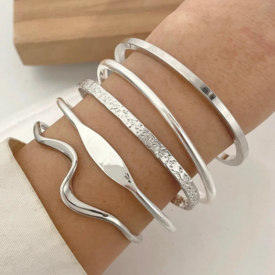 Mens Vintage Open Bangle 925 Sterling Silver Handmade Twisted Cuff Bracelet US