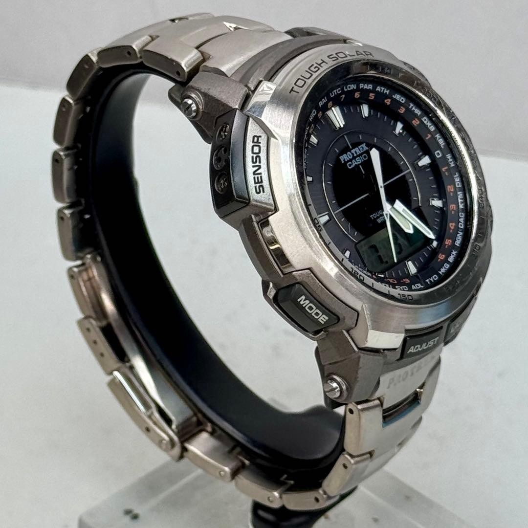 Excellent Condition PROTREK PRW 5100T Radio Solar Metal Band Silver