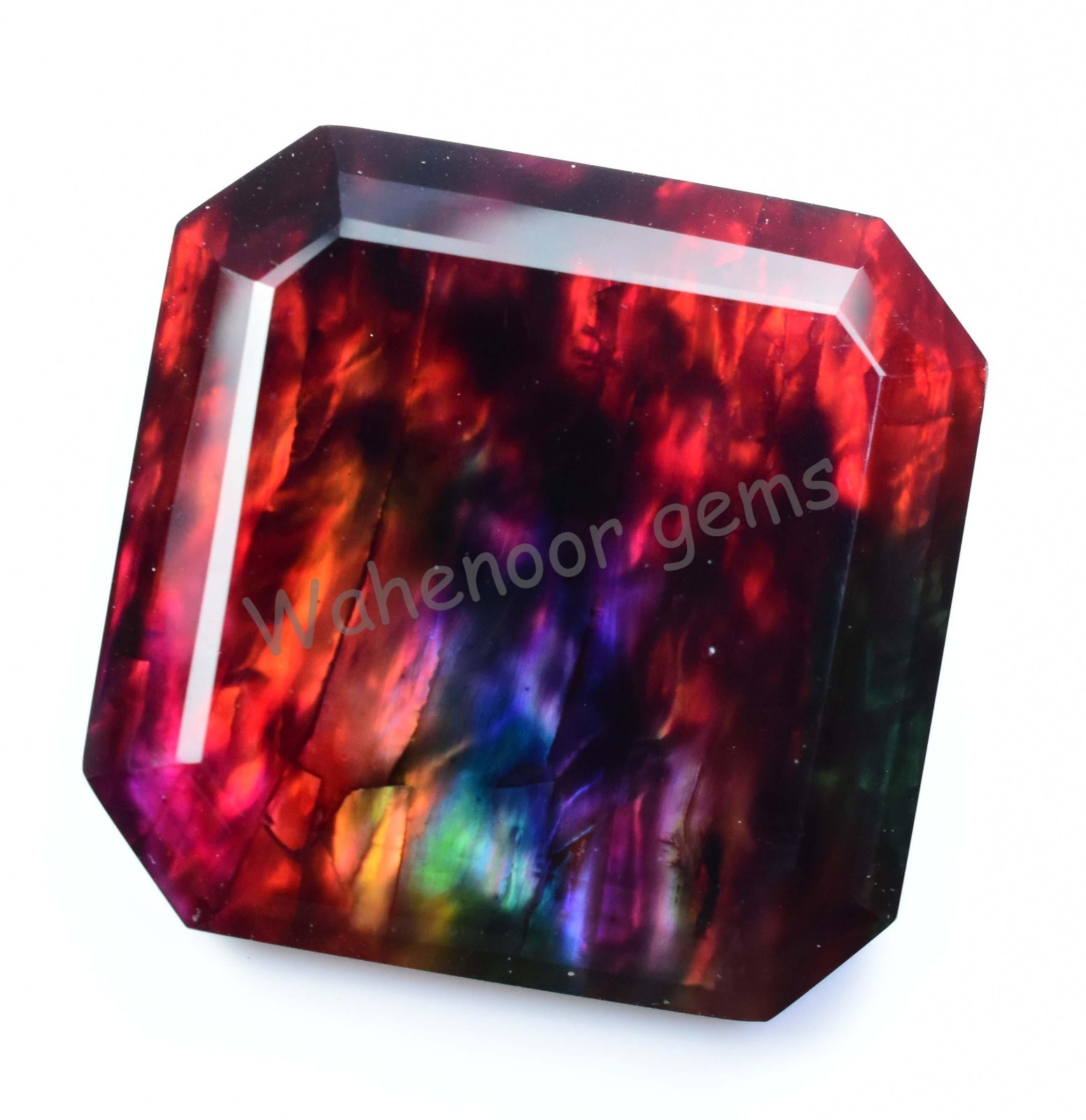Huge 100 Ct Natural Ammolite Emerald Opal-Like Organic Doublet Rare Gemstone