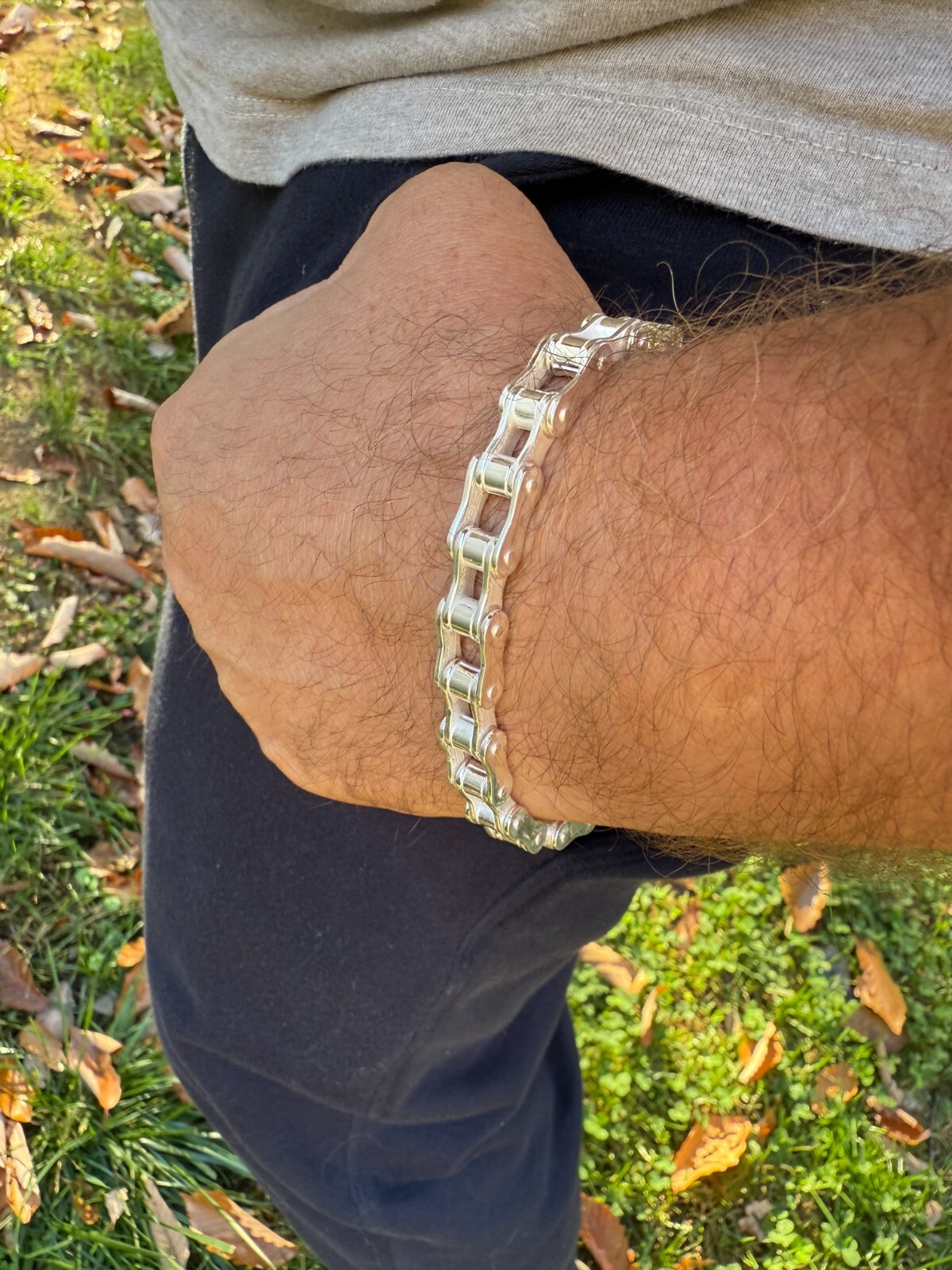 Bicycle Link Bracelet Real 925 Silver Handmade 9mm Bike Motorcycle Custom Chain