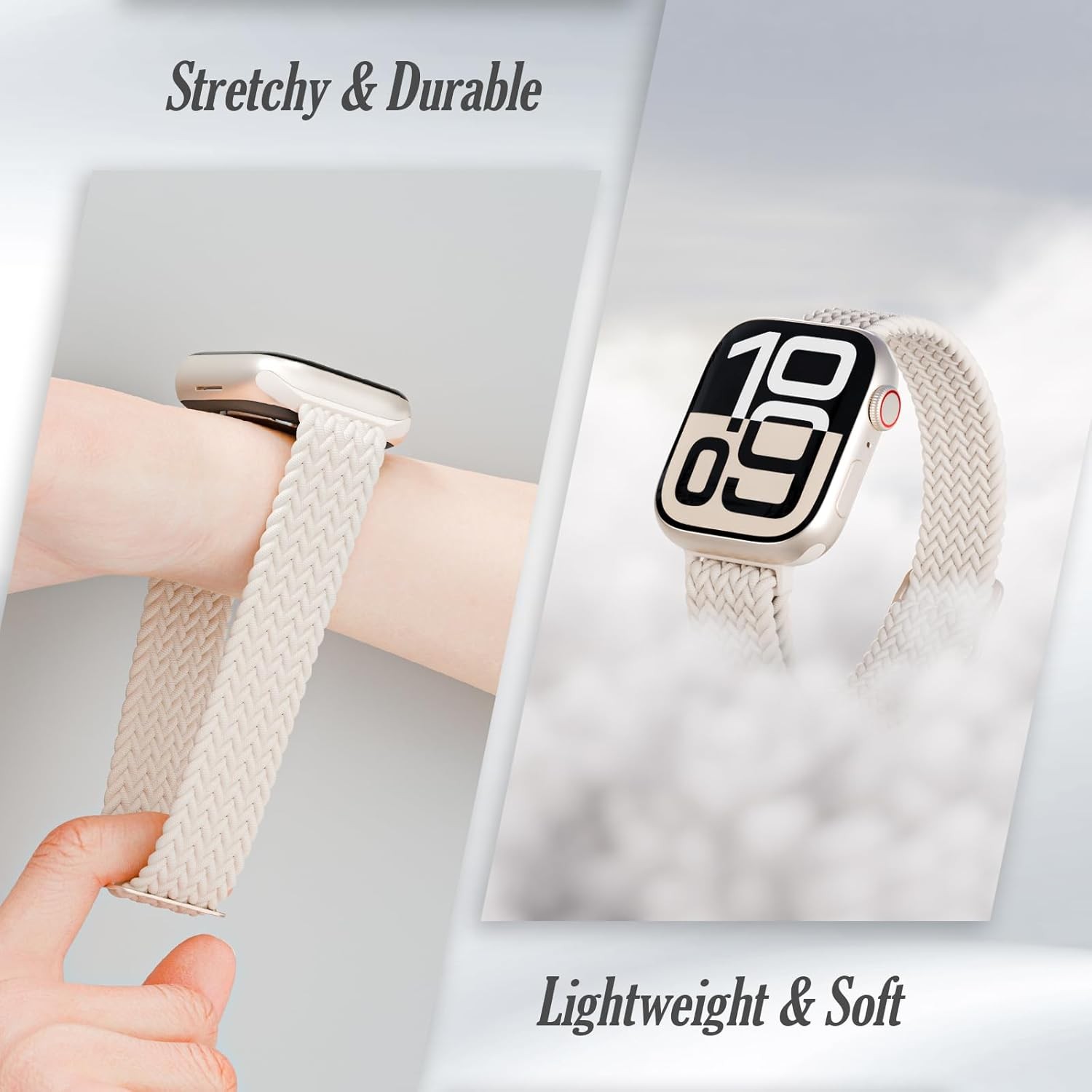 6 Pack Thin Stretchy Braided Compatible with Apple Watch Band 38mm 40mm 41mm 42m