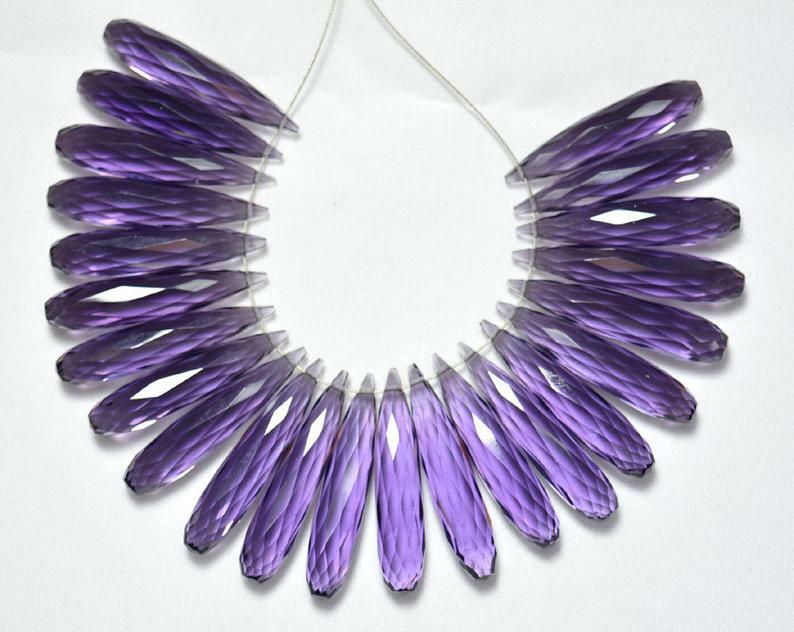 8 Ps Hydro Amethyst Purple Tear Drop Long Beads Briolette Faceted Jewelry Making
