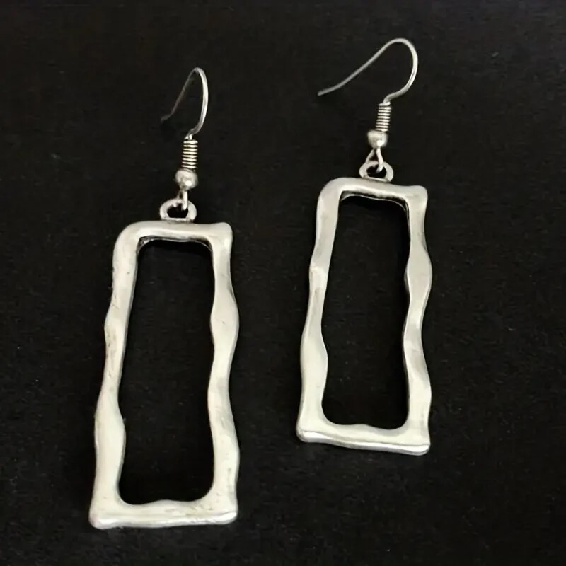 Elegant 925 Sterling Silver Fashion Charms Rectangle Dangle Drop Hook Earrings