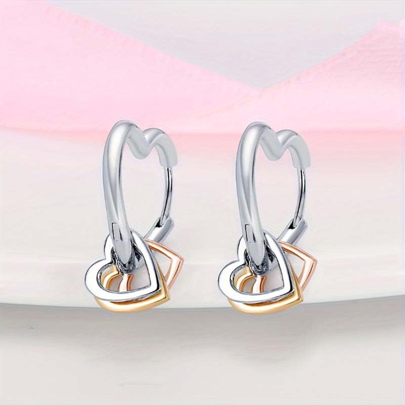 KUNSIR 925 Sterling Silver Heart Charm Drop Dangle Hoop Earrings For Women Gifts