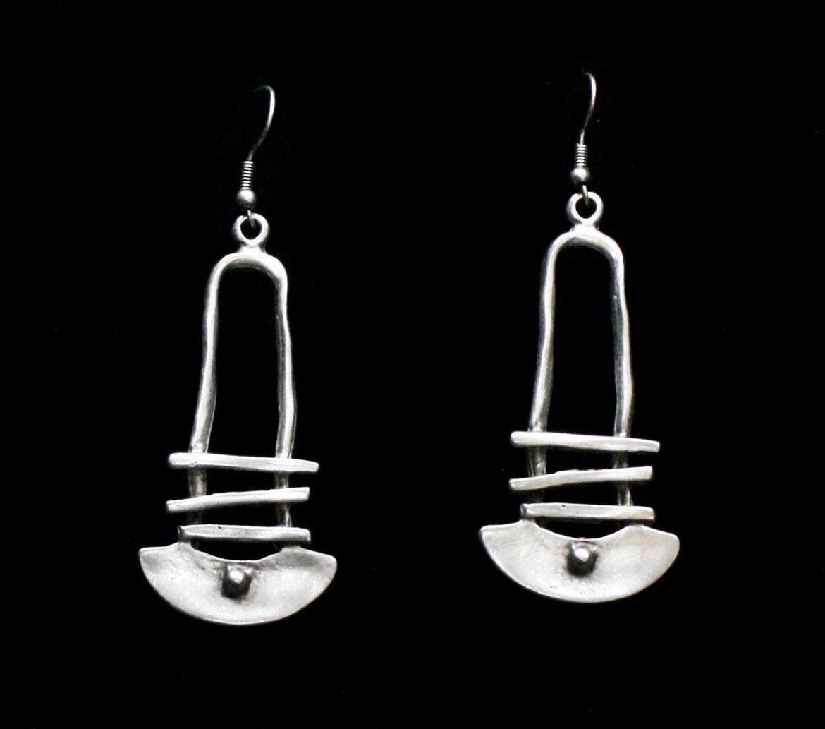 Boho Dangle Earrings – Silver Ethnic Earrings – Artisan Dangle Earrings –