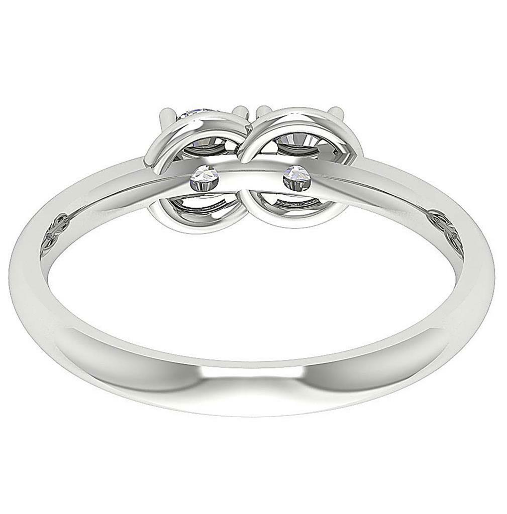 Forever Us Two Stone Ring SI1 G 0.55Ct Natural Round Diamond 14K Gold 6.00MM