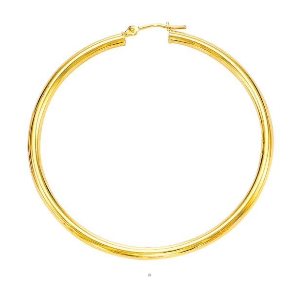 Fashion 10k Yellow Gold 2.0mm x 30mm Round Shiny Runway Tube Hoop Earrings