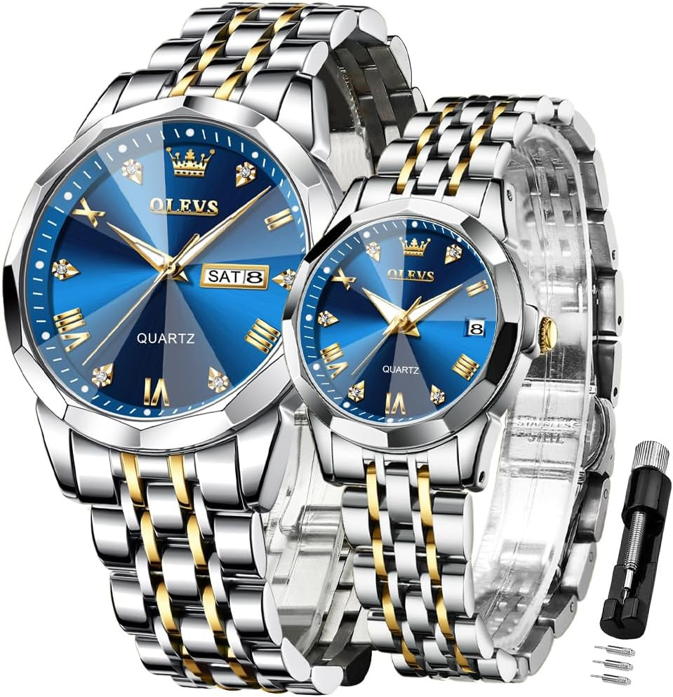 OLEVS Valentines Couple Pair Watches for Men and Women Lovers Romantic Wedding G