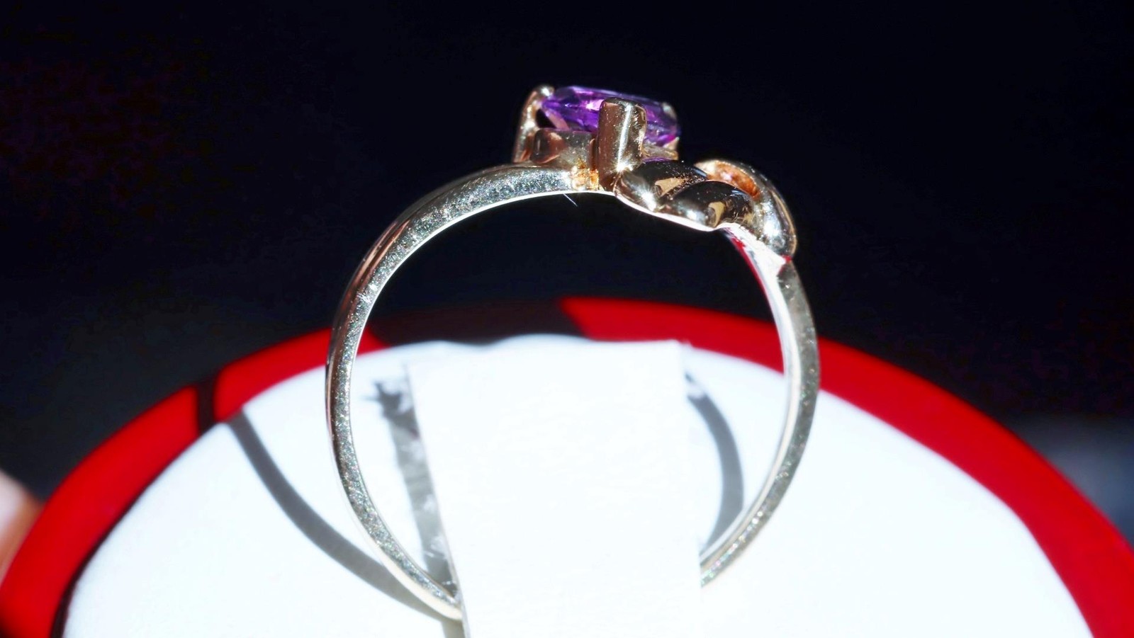 14k yellow gold ring 0.40ct amethyst heart solitaire size 5 vintage 1.95g N2695S