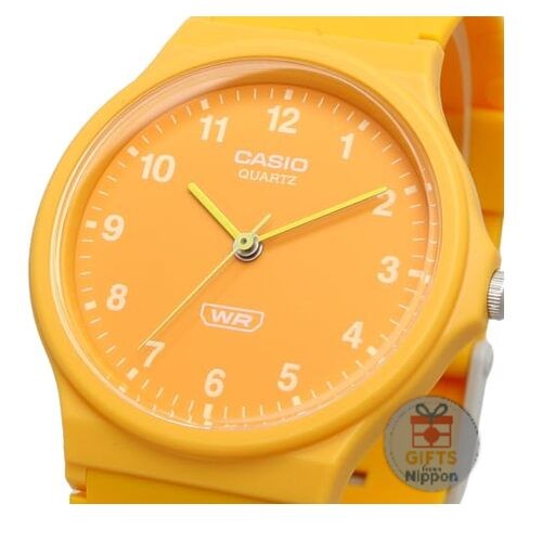 Casio MQ-24B-9B Quartz Analog Watch 34.9mm Biomass Plastic Band Orange Yellow