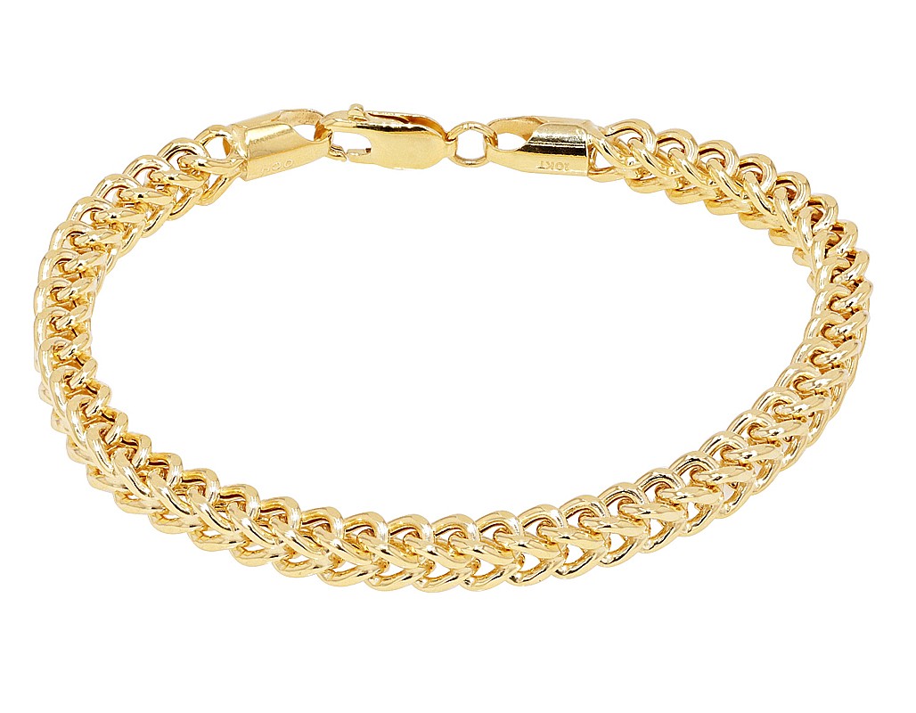 Hollow Franco Chain Bracelet 5MM 10K Gold 7″-9″