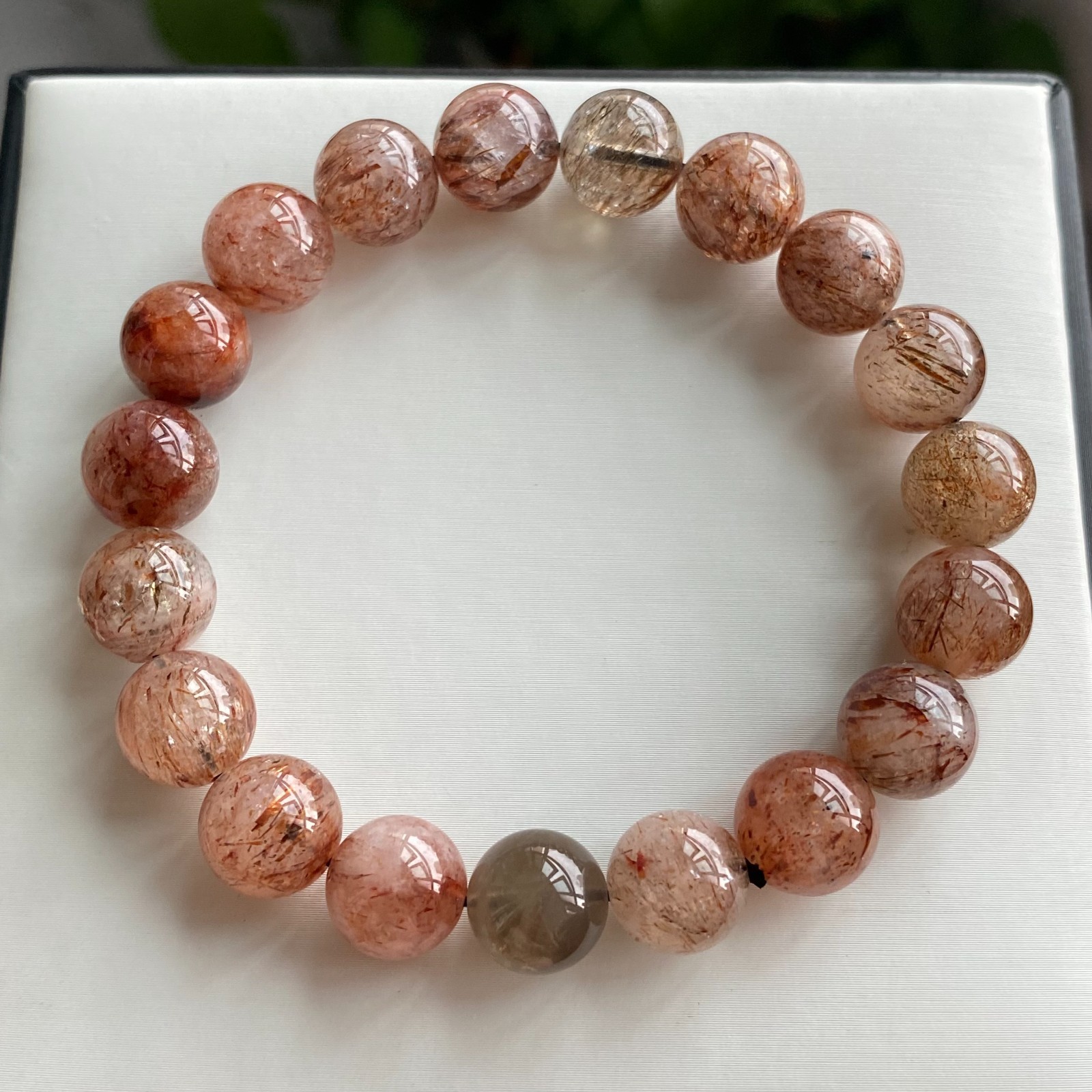 10.6mm Natural Black Gold Rutilated Super 7 Quartz Crystal Beads Bracelet1994
