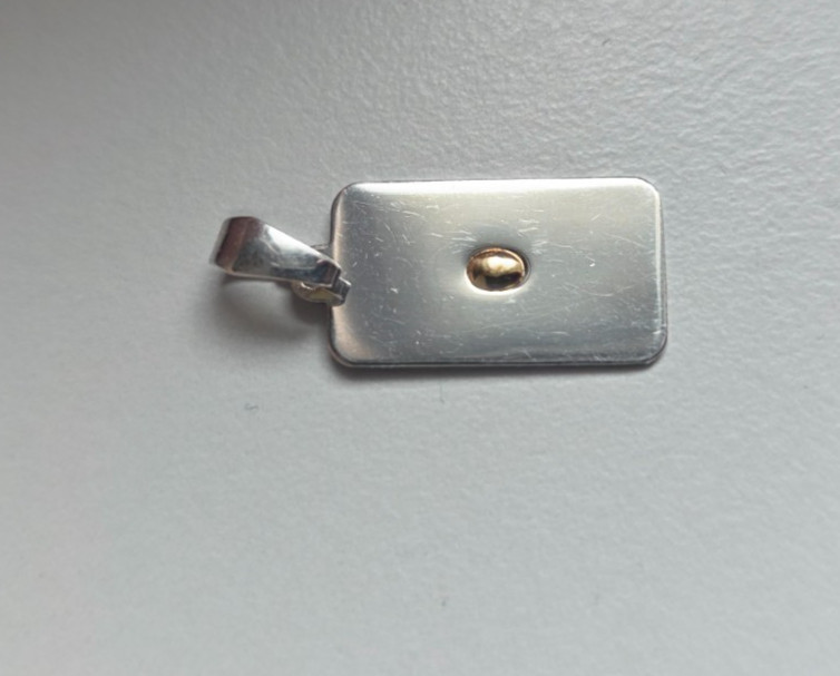 Genuine 925 Silver Pendant Rectangular Gold Inlay Mvx Hallmarked Minimalist
