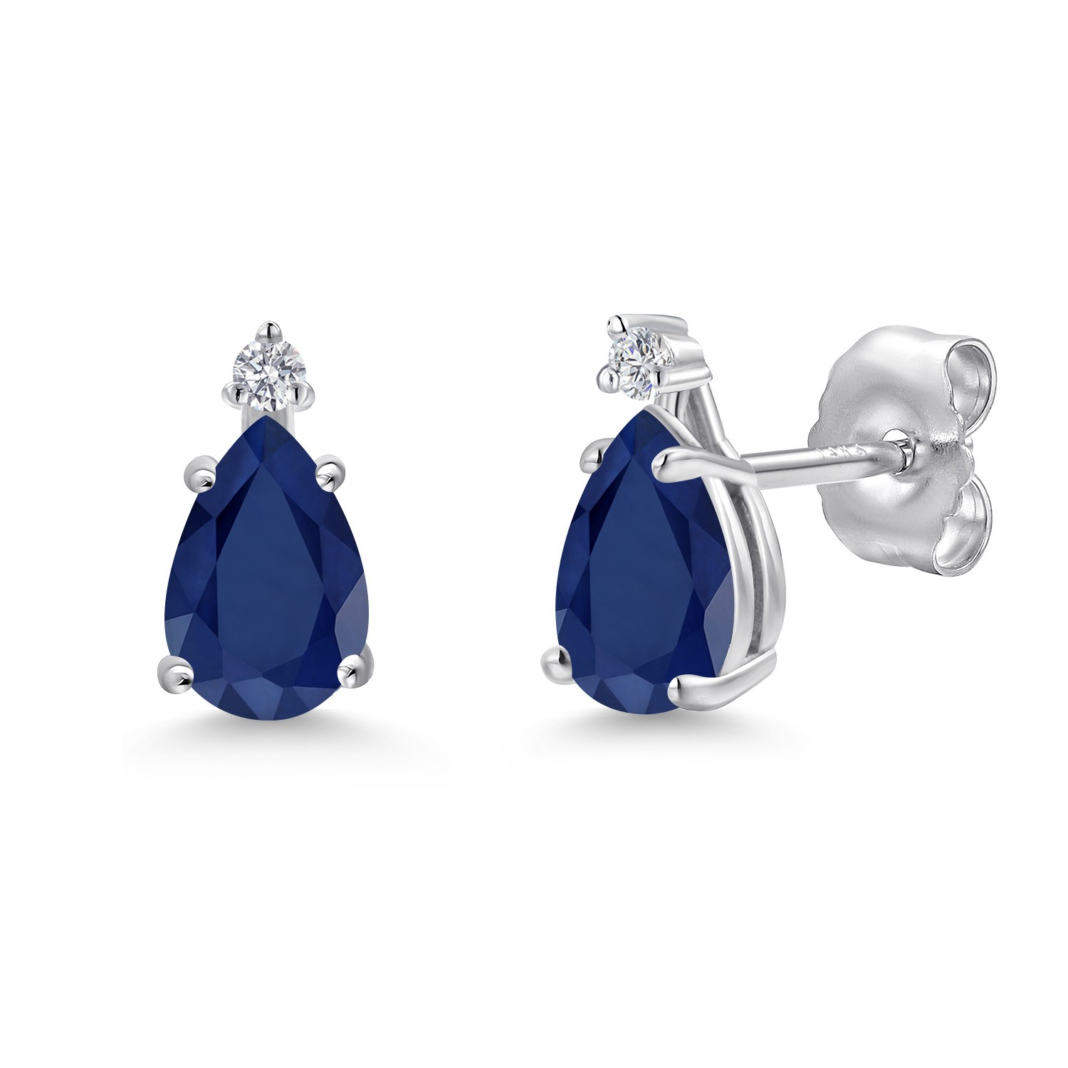 14K White Gold Sapphire and Lab Grown Diamond Stud Earrings for Women | 1.04