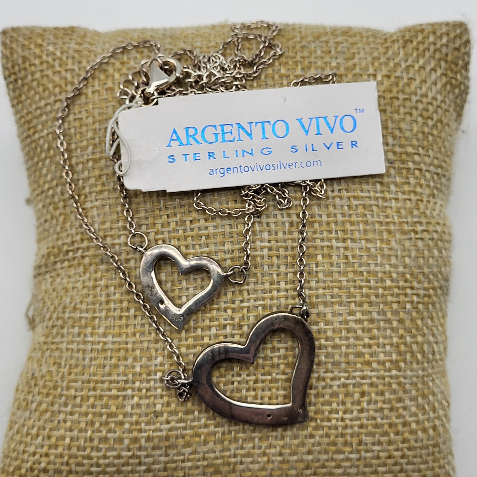 ARGENTO VIVO STERLING SILVER Double Heart Pendant Necklace