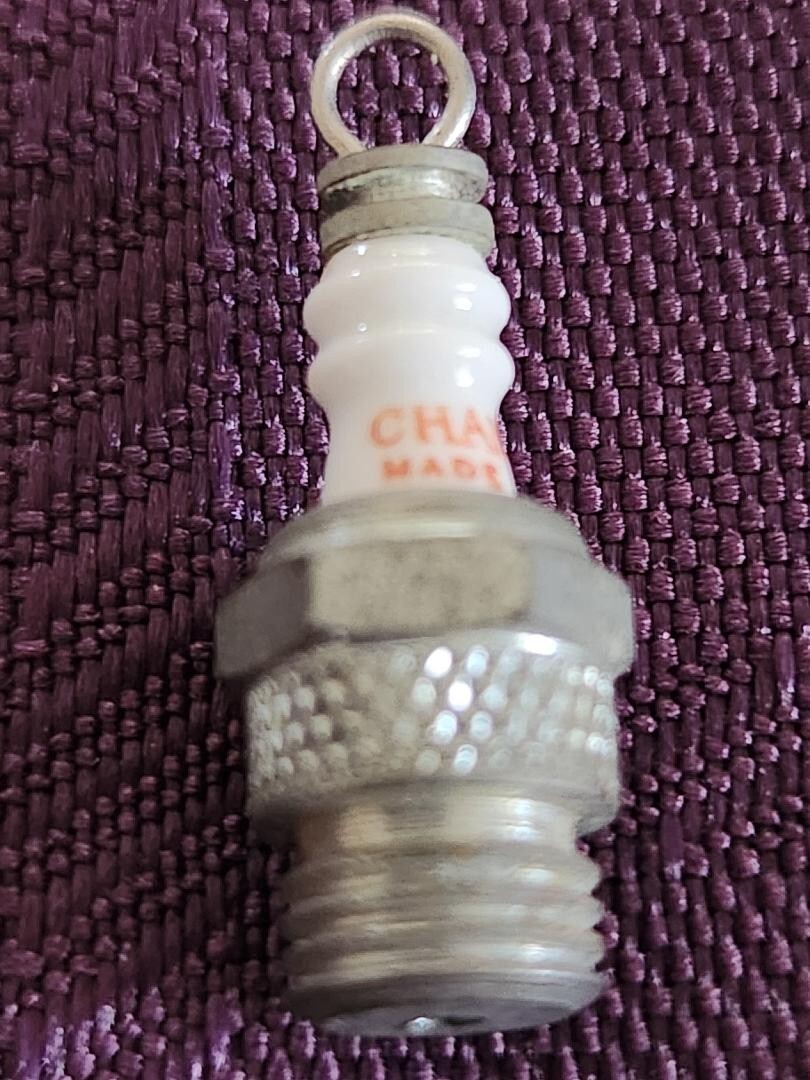 Vintage Realistic Champion Sparkplug Minature Porcelain & Zinked Steel Charm