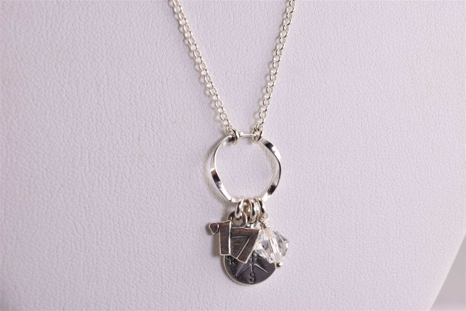 SJC Sterling Silver 28mm x 13mm Class of 2017 Dangle Charm 925 Pendant 20″ Chain