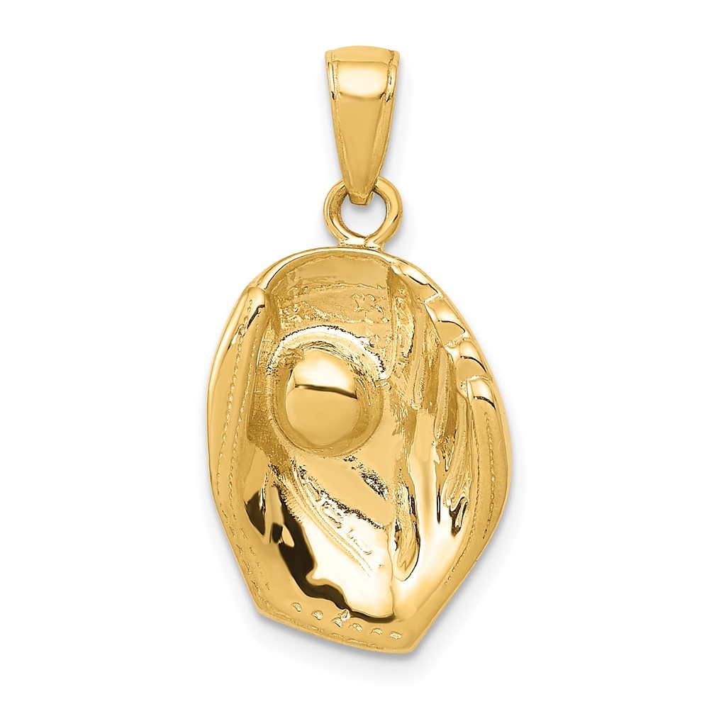 10K Yellow Gold Baseball Glove And Ball Pendant 3.08gm L-27.75 mm, W-14 mm