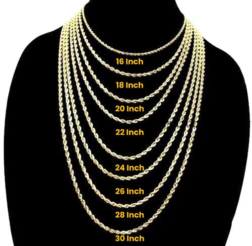 14K Yellow Gold Rope Chain Necklace Diamond Cut Real Gold 1mm-10mm 16″-30″
