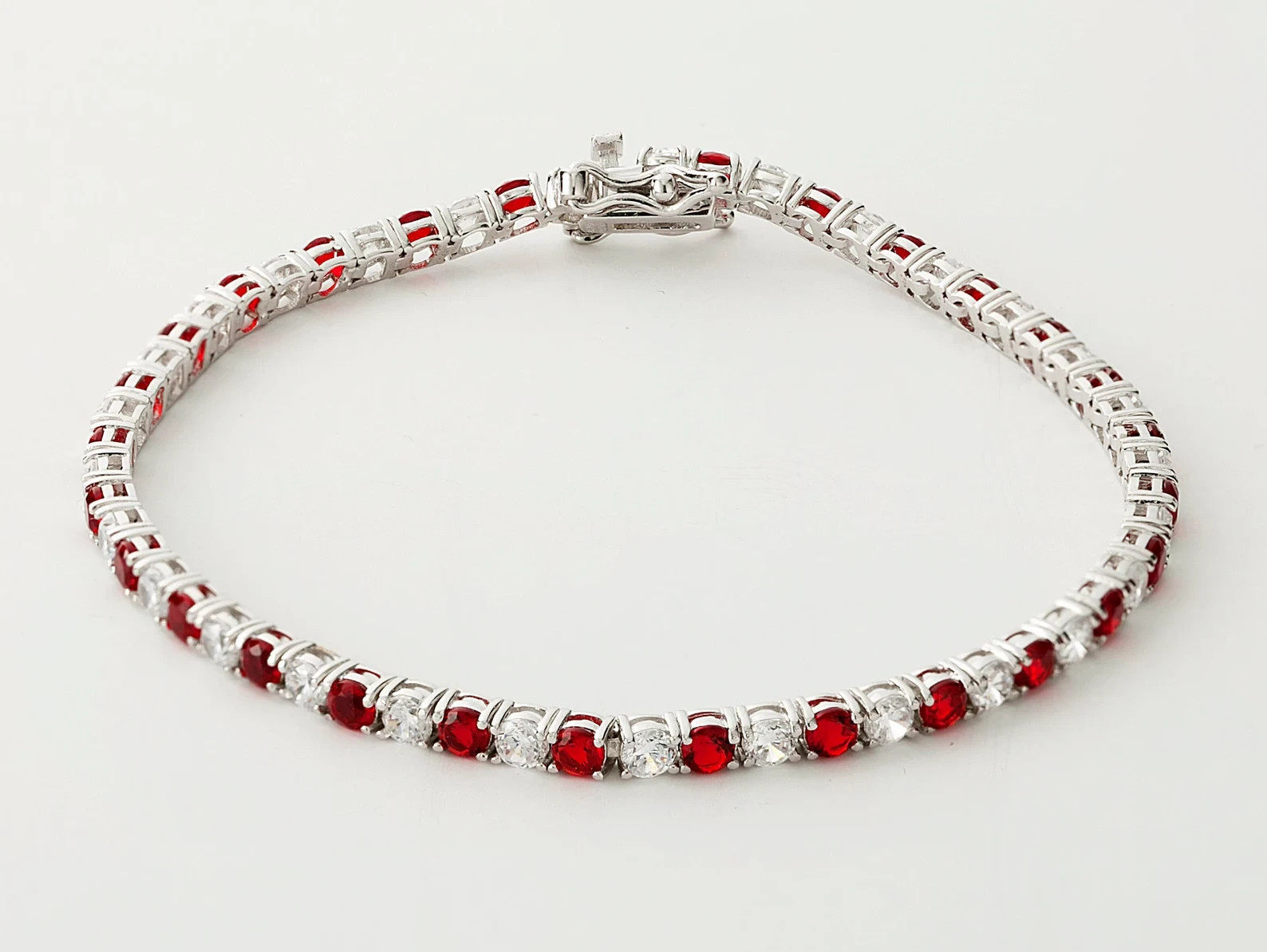15.0 Ct Natural Ruby Diamond Ladies Tennis Bracelet 14K Real White Gold 7.5 Inch