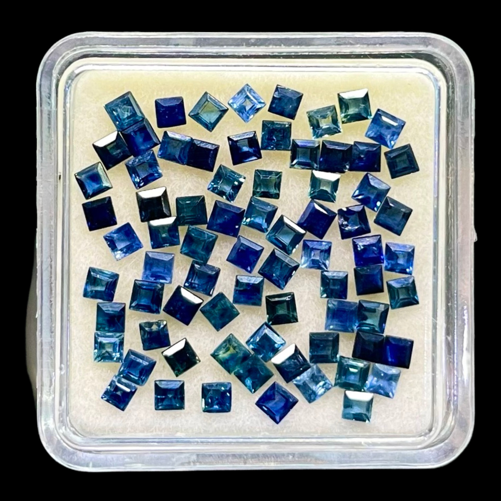 50 Pcs Natural Blue Sapphire 1.7mm Square Cut Loose Gemstones Lot Sri Lanka