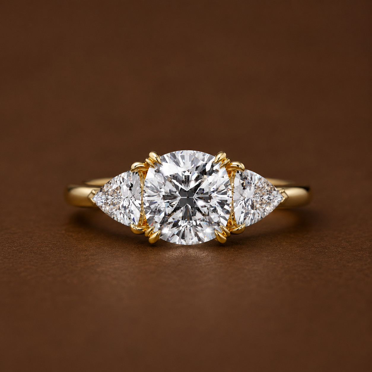 1.30 CT Cushion Lab Grown Diamond Three Stone Engagement Ring 925 Silver DEF VVS
