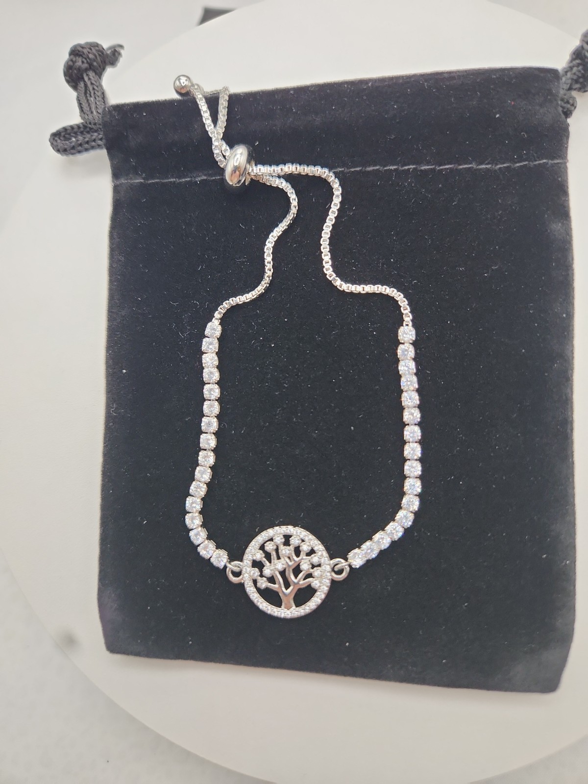 ATI 925 Sterling Silver Tree Branch Bracelet with Cubic Zirconia Link, 7.5″