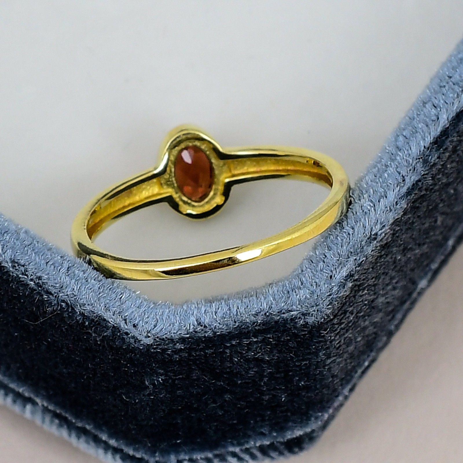 Garnet Oval 4x6mm Ring 18K Gold Plated Minimalist Solitaire Anniversary Gift