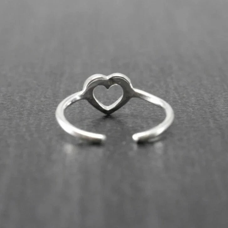 925 Sterling Silver Daily Wear “Open Heart” Gift Solid Metal Women’s Toe Ring