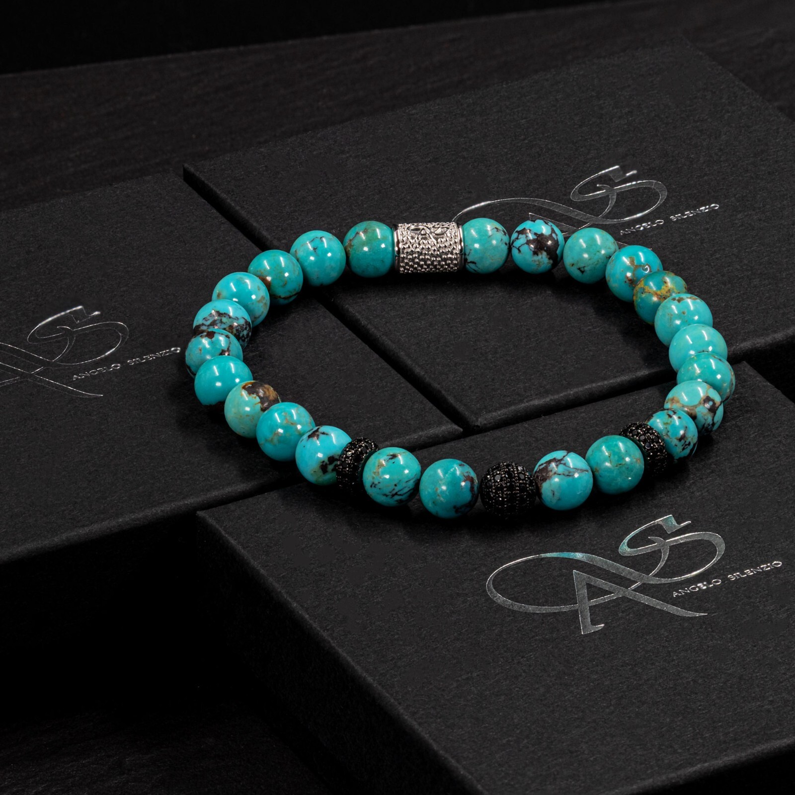 Turquoise 925 Sterling Silver Bracelet Bracelet Beaded Bracelet Genuine USA Zircon