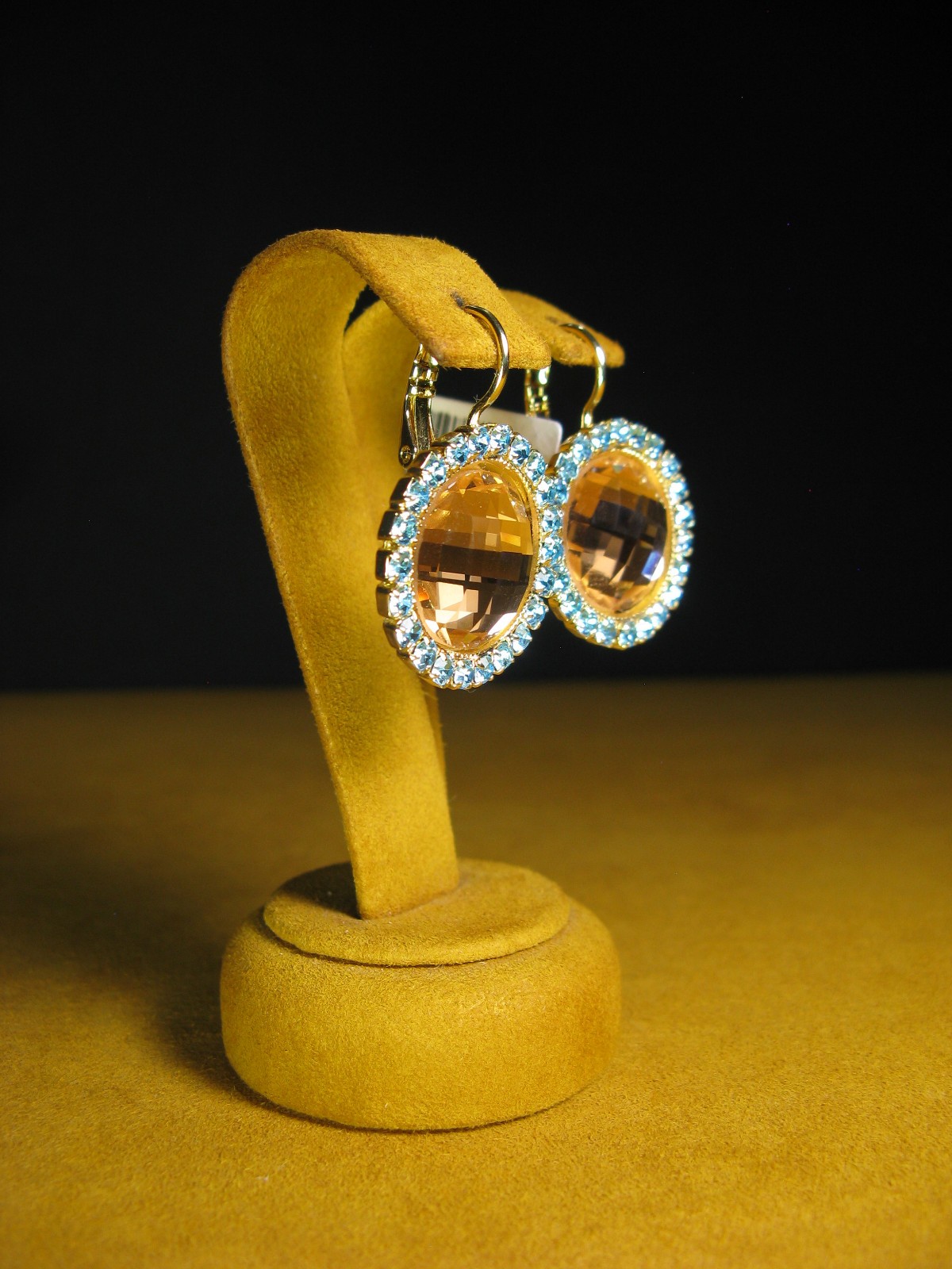 MARIANA EARRINGS ROUND SWAROVSKI CRYSTALS BLUE BROWN ORANGE YELLOW GOLD PL Gift
