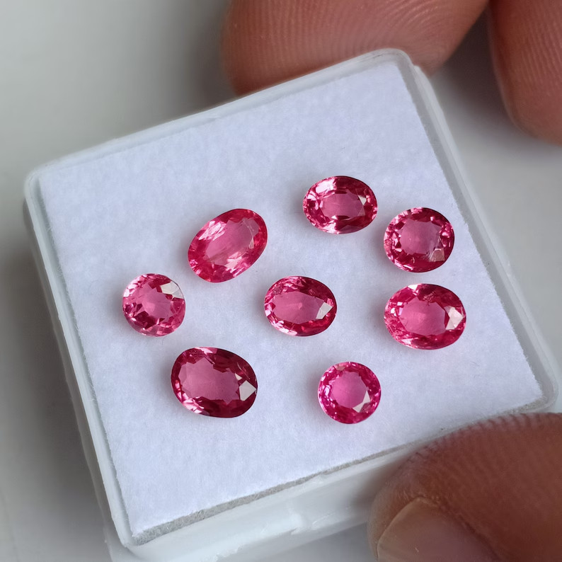 Natural Pink Spinel Cut 8 Pieces Lot Loose Gemstone For Jewelry Making 3 Carat
