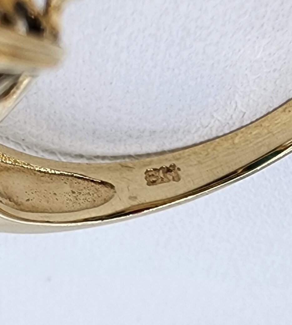 14k .585 Yellow Gold Effy Cushion Turquoise .06 ctw Diamond Sz 7 Ring Au 23231