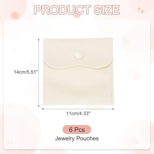 Velvet Jewelry Pouches, 6 Pcs Jewelry Packaging Gift Bags with 6×4 Inch Beige