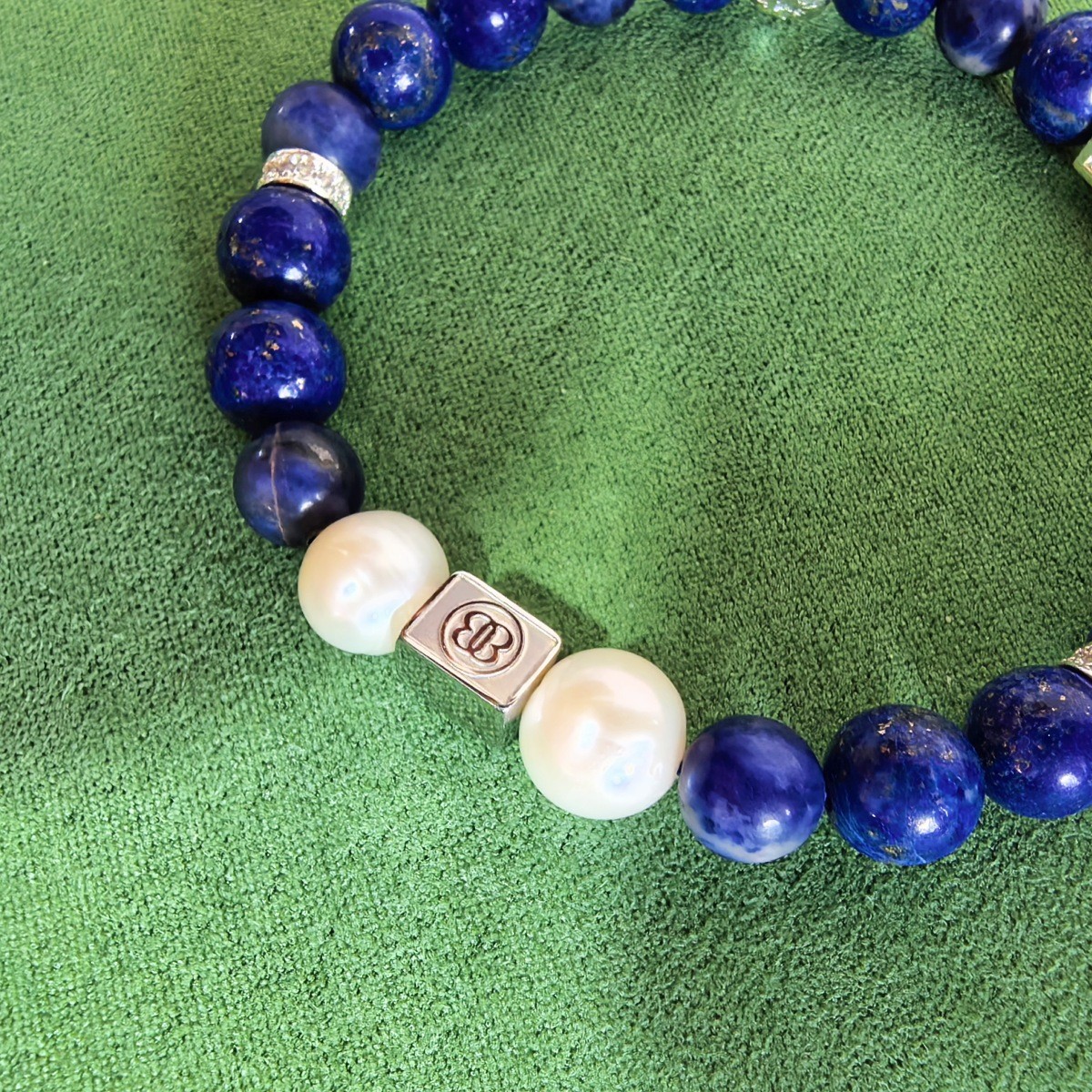 Custom Engraved Bracelet Lapis Lazuli Sodalite Pearl Beads Name Jewelry BFF Gift