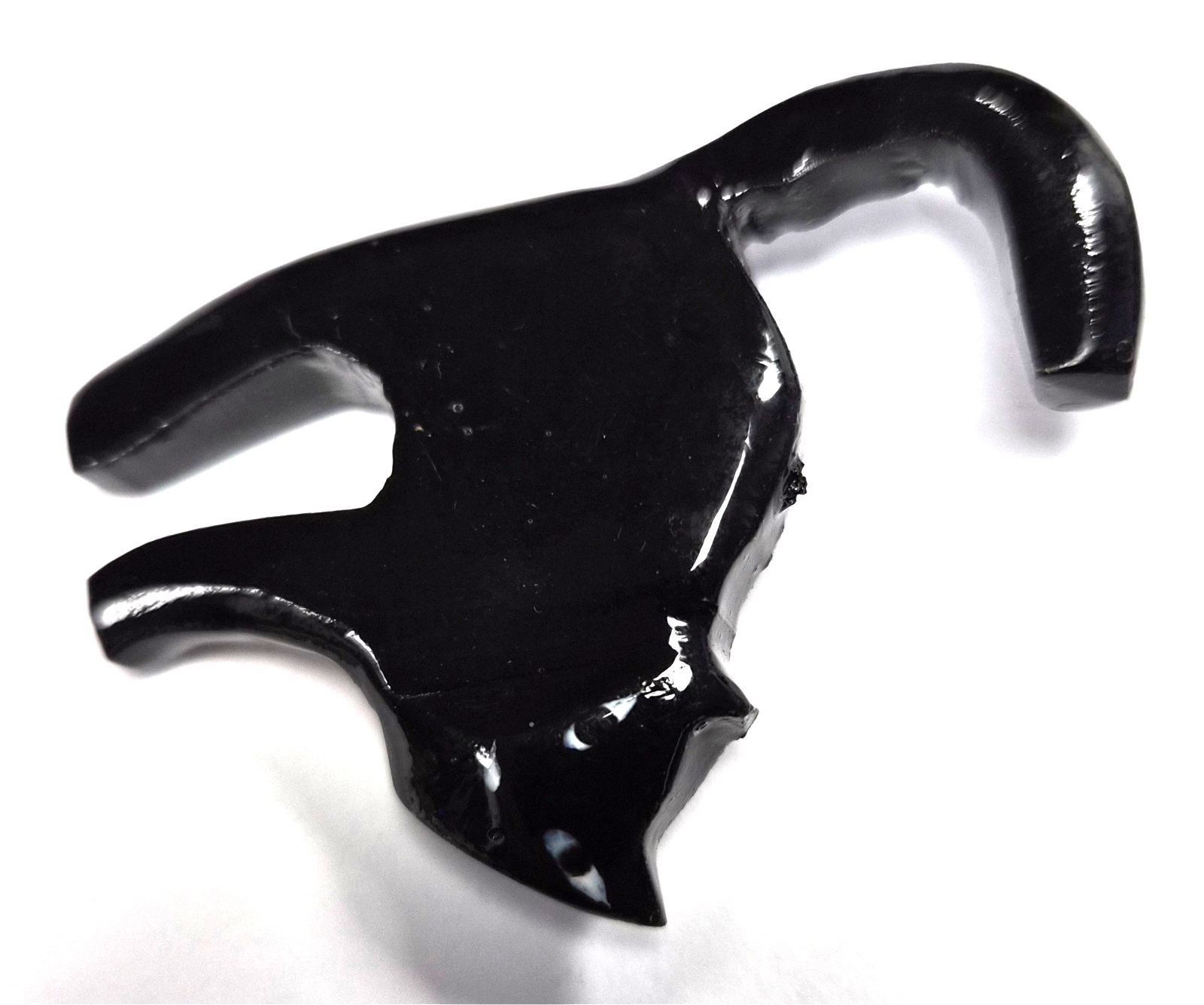 Vintage 80’s Halloween Folk Art Carved Whimsical Black Scaredy Cat Pin / Brooch