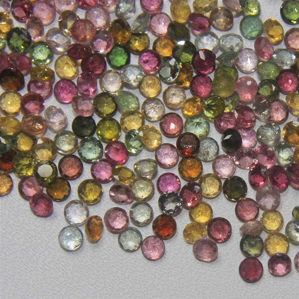 Wholesale Lot 2mm to 3mm Round Facet Multi Tourmaline Loose Calibrated Gemstone