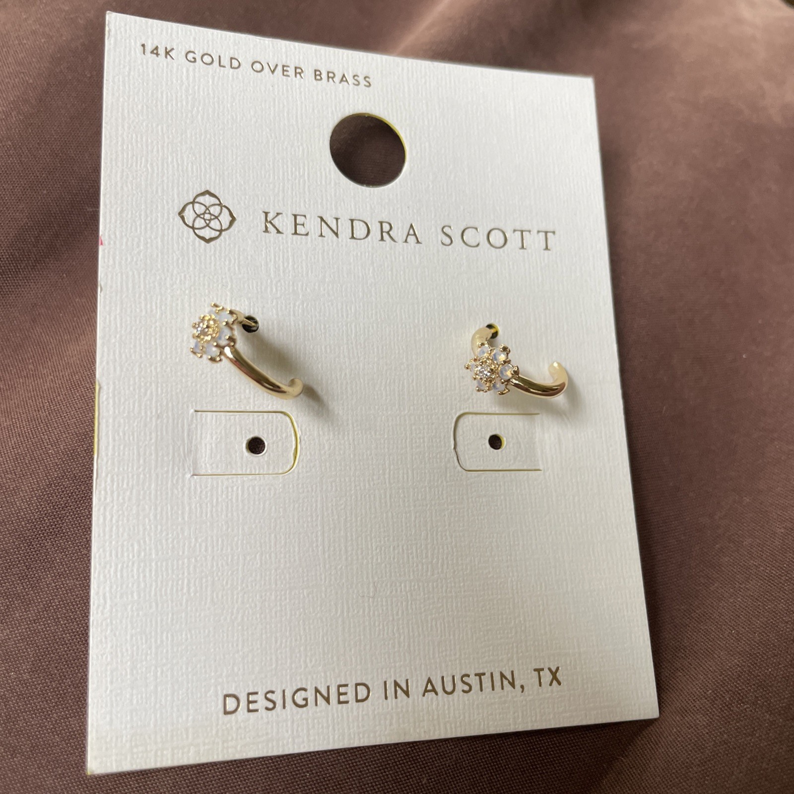 Kendra Scott 14K Gold Over Brass AYLSSA Post Hoop Earrings Floral T1790