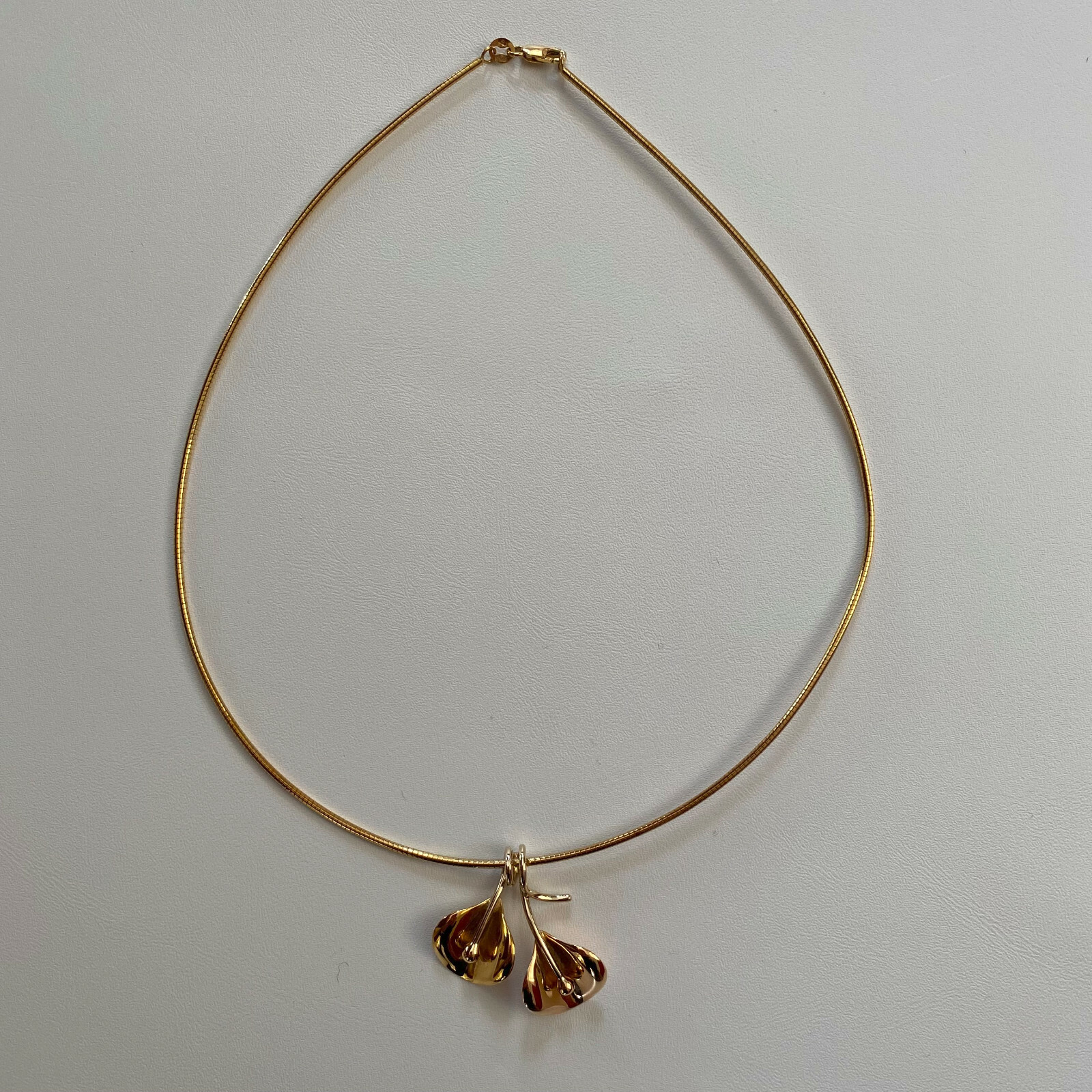 18K Rose & Yellow Gold Necklace 16 inch French – Collier Or 40 cm Vintage France