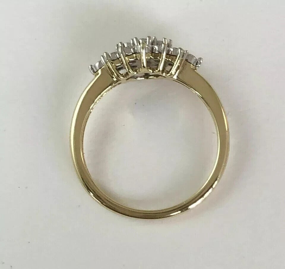 Round Cut 0.24 CT EF VSSI Lab Grown Diamond Women’s Cluster Ring 14K Yellow Gold