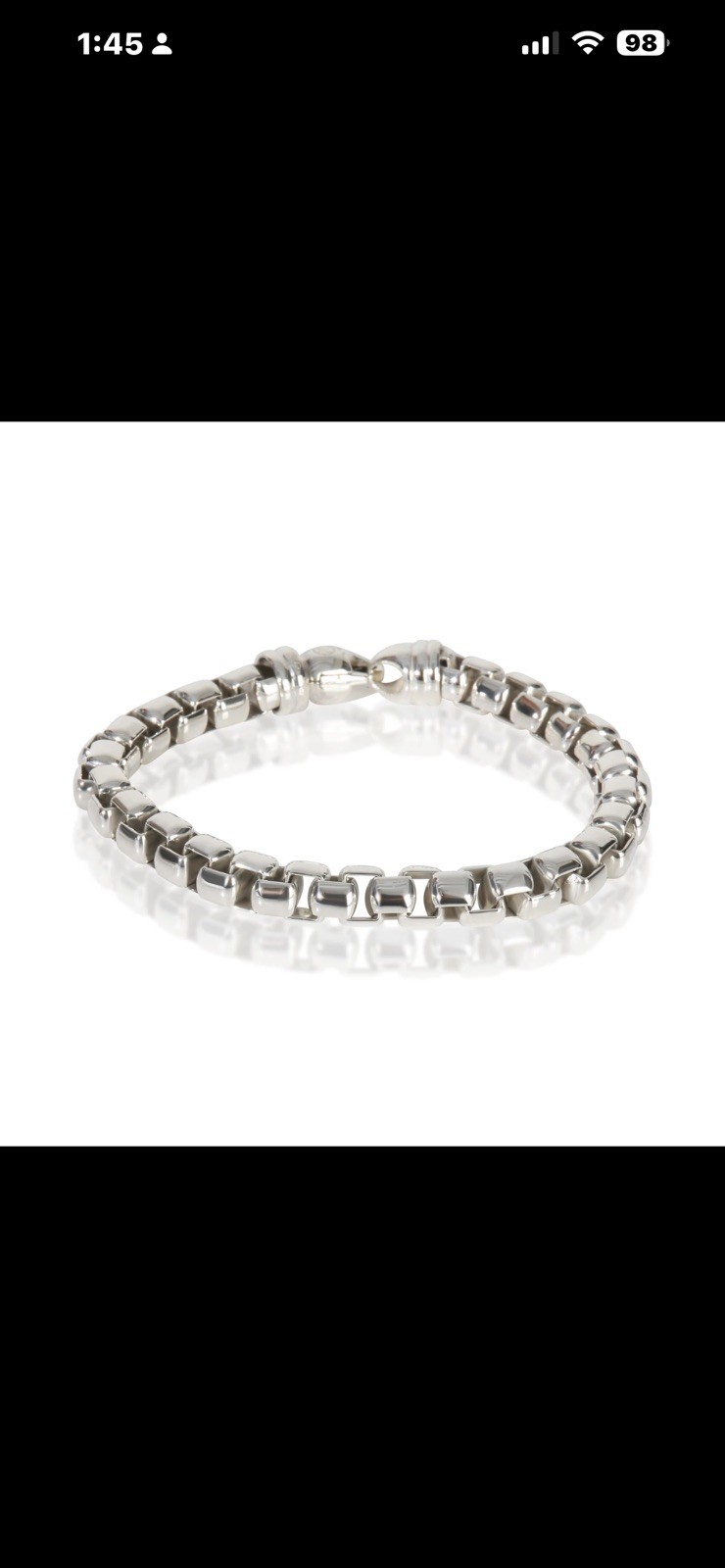 David Yurman 925 Sterling Silver Box Chain Bracelet New Condition 100% AUTHENTIC