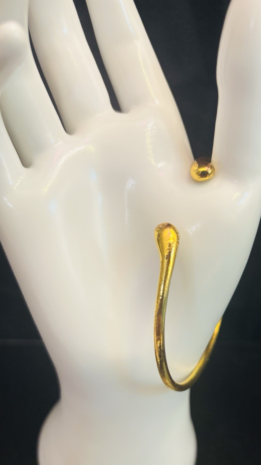 925 Vermeil Gold over Sterling Silver Open Bangle Bracelet 3in x2.5in 12.43grams