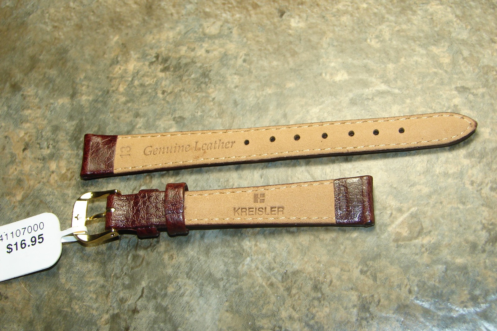 NOS,Ladies 13mm (1/2″) Kreisler Brown Stitched Genuine Leather Watch Band