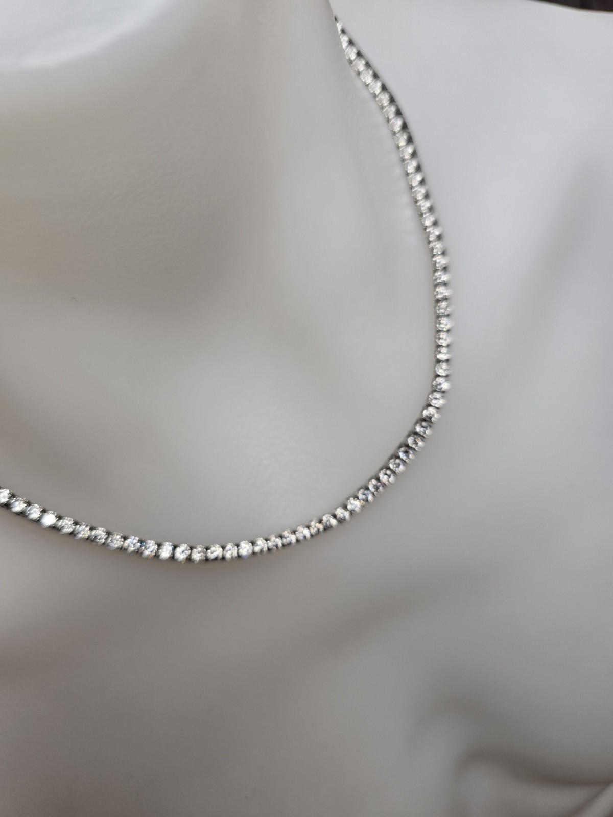 Qorn Moissanite Tennis Chain 3mm 18″ GRA Certified Flawless FL D Color 3EX Steel