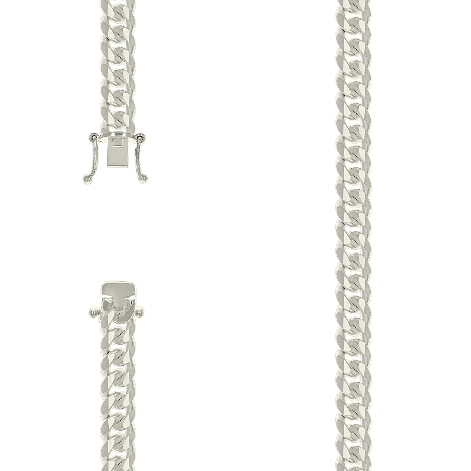 925 Sterling Silver Box Clasp Plain 8.4mm Solid Miami Cuban Chain | 18″ to 26″